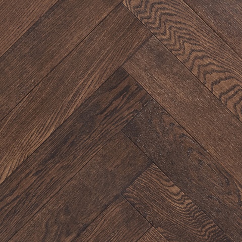 Wood Bee Herringbone Дуб Шоколад браш матовый Chocolate, UV-лак gloss 5-9% (правая) (фото 1)